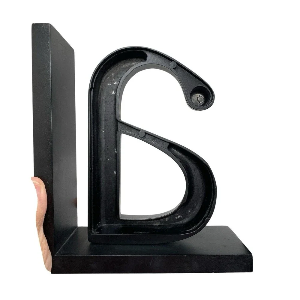 Pair Ikea Black A & Z Bookends Metal Letters on Wood 8” X 7” Library Book Ends